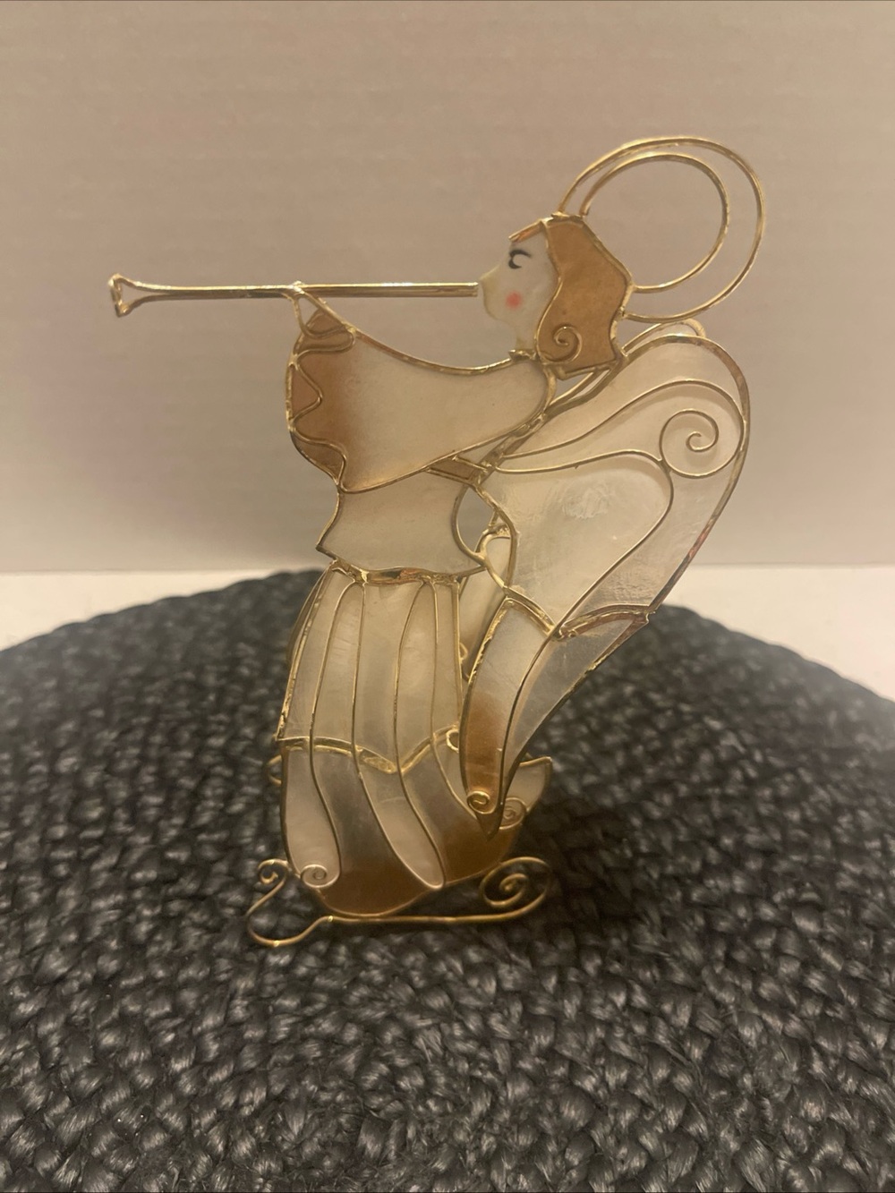 Capiz Shell Christmas ornament 7” T vintage 1970s